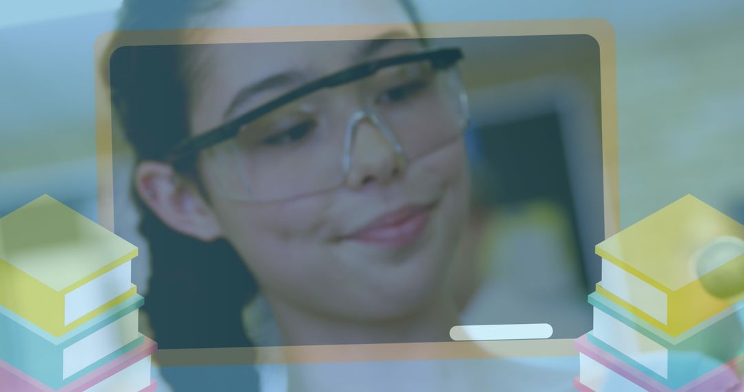 Schoolgirl Conducting Science Experiment With Digital Overlay