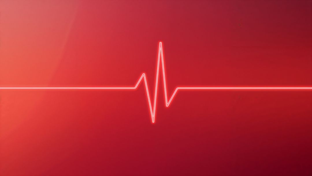 ECG Heartbeat Waveform on Red Gradient Background