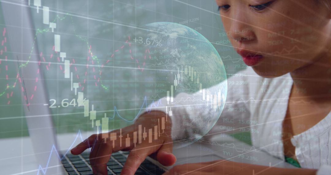 Child Learning Technology With Globe and Data Visualization