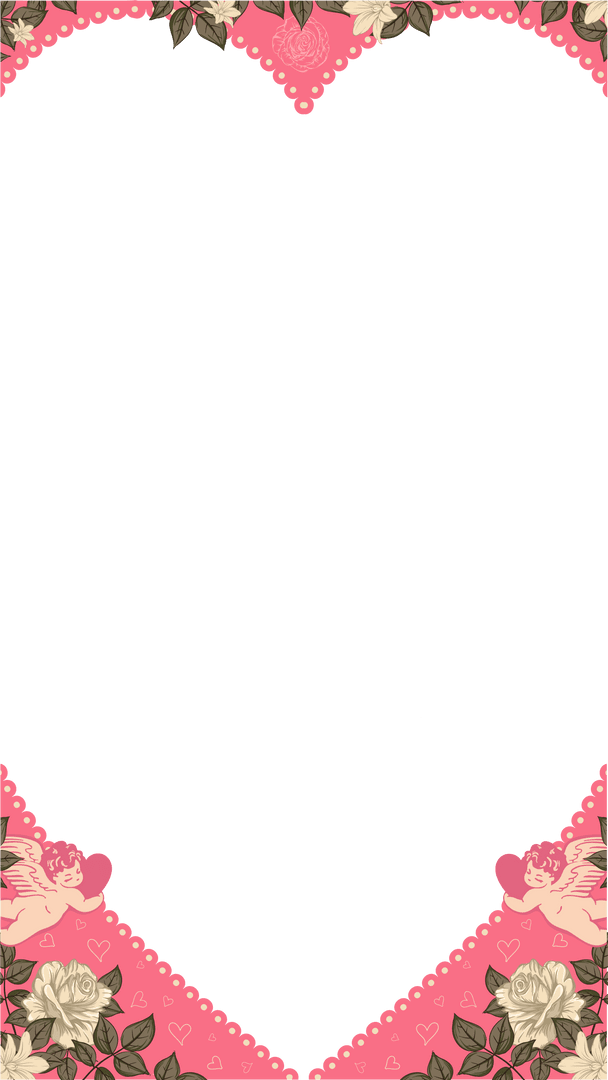 Transparent Heart Frame with Floral Celebration Design