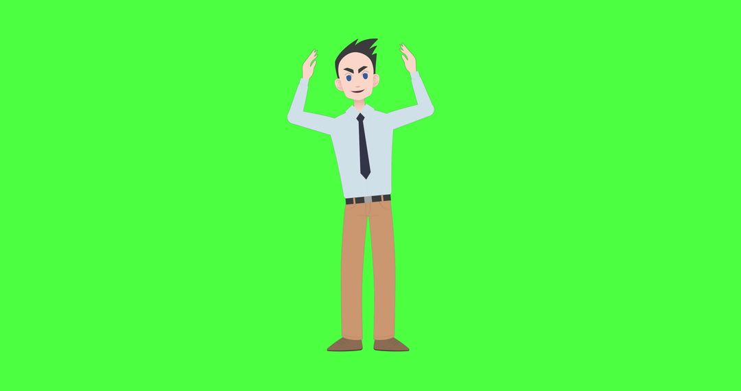 Illustration of Man Gesturing on Green Screen with Copy Space