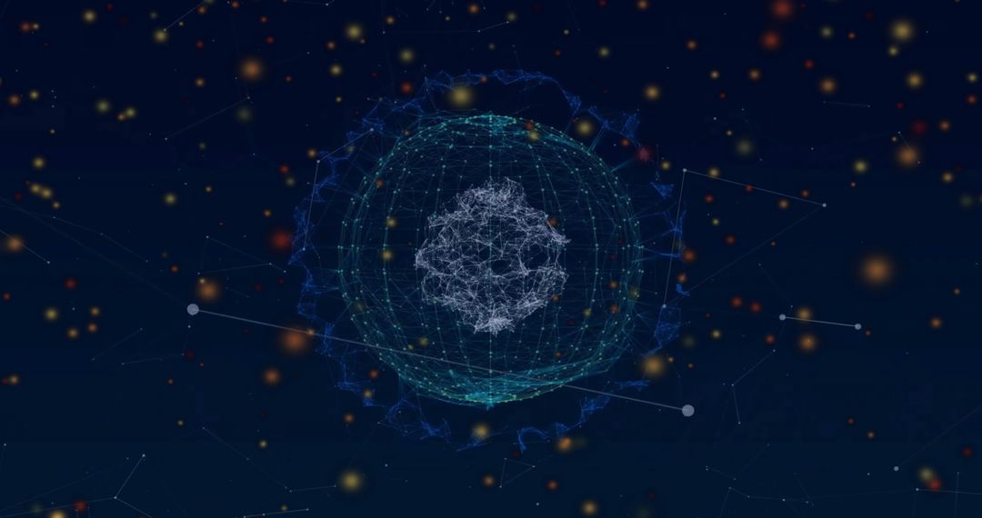 Digital Globe with Network Connections and Light Spots