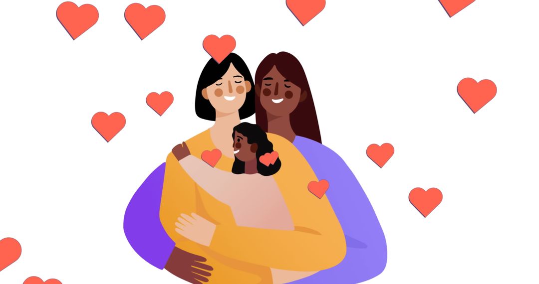 Diverse Lesbian Family with Child Celebrating Love and Unity