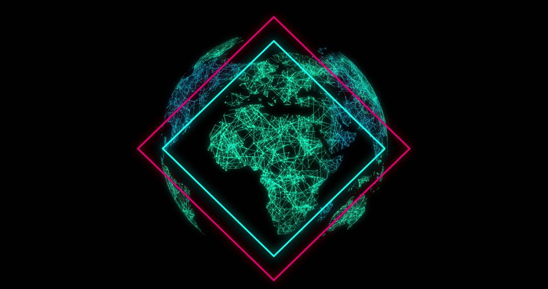 Neon Global Connections with Digital Interface Concept