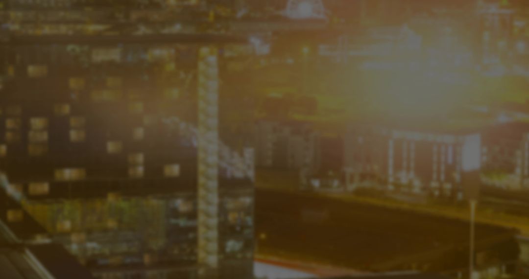 Night View of Industrial Port with Lattice Towers and Night Lights