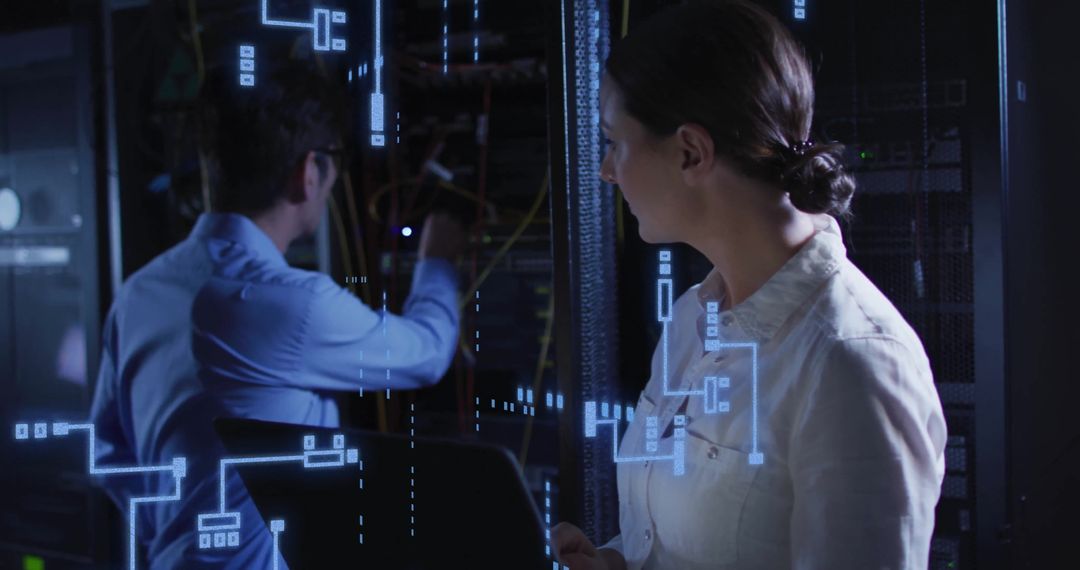 IT Engineers Collaborating in Advanced Data Center