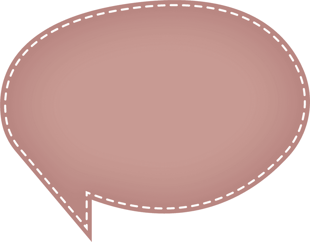 Pink Transparent Speech Bubble PNG with Stitching Detail