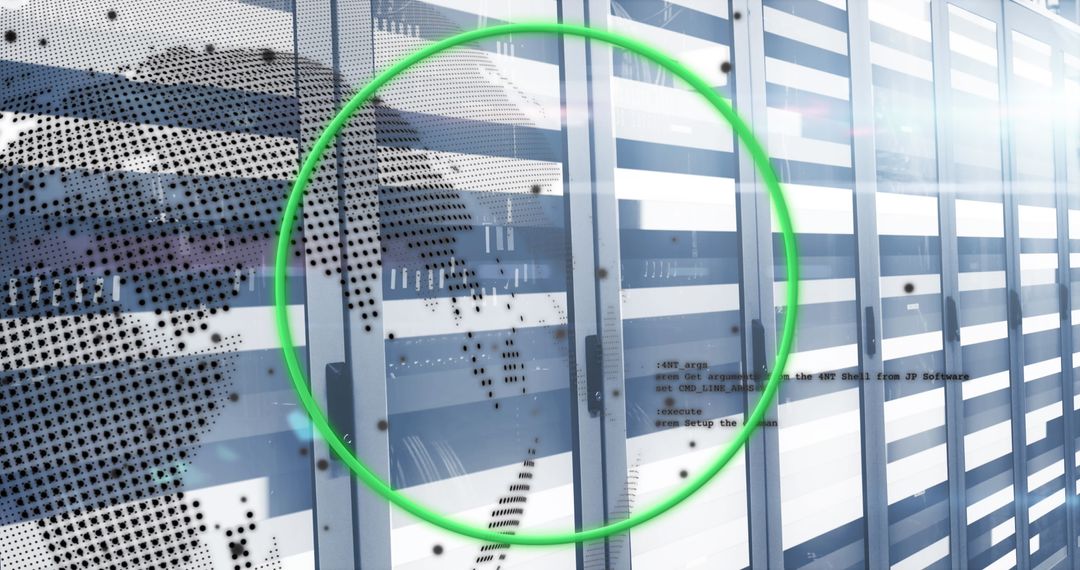 Futuristic Data Center with Digital and Connectivity Elements