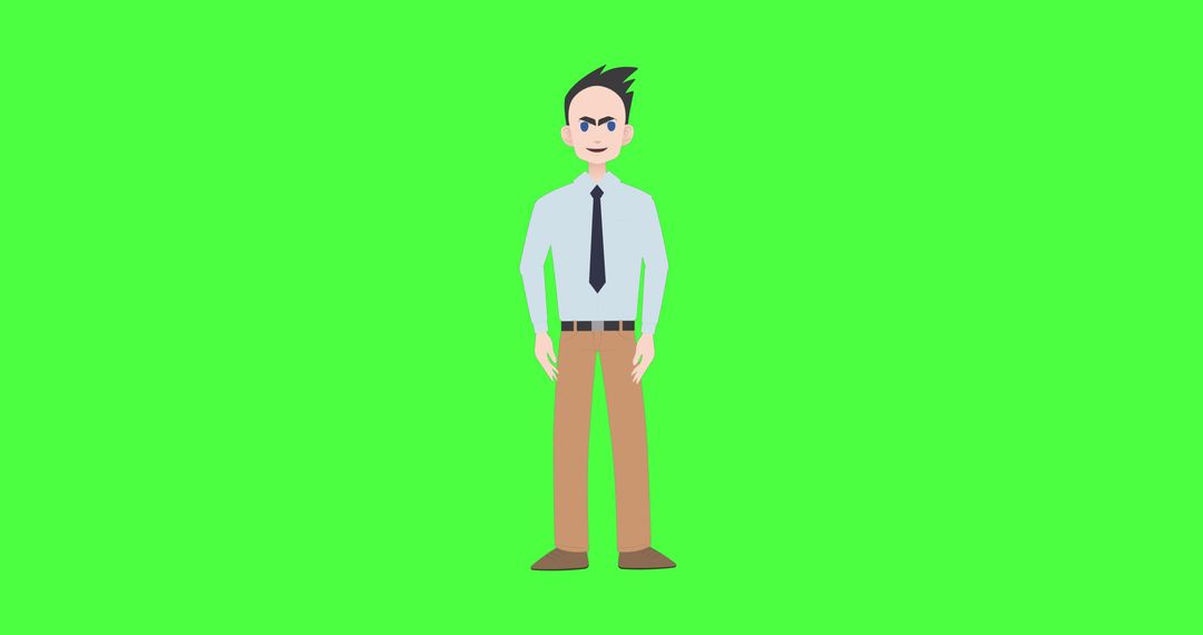 Animated Businessman Character on Vibrant Green Background
