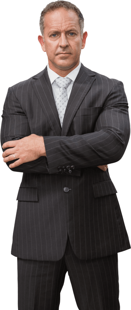 Transparent Confident Businessman Crossing Arms Corporate Attire