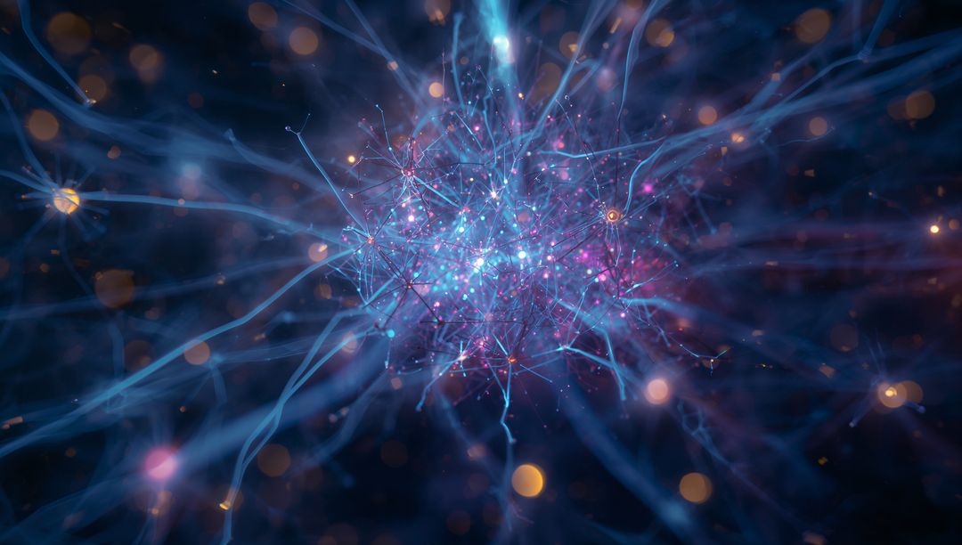 Futuristic Network Pulstates in Digital Space with Glowing Nodes