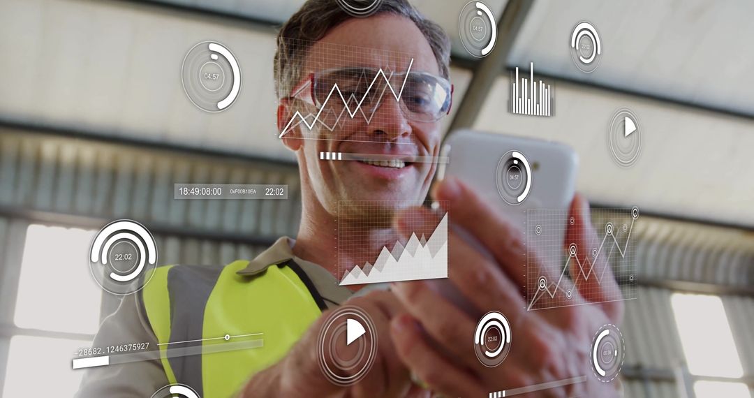 Engineer Using Mobile Technology in Manufacturing Facility