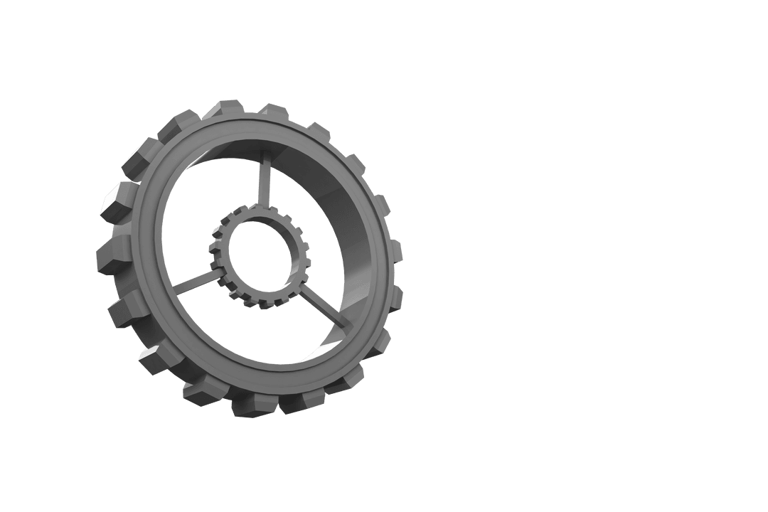 Detailed Transparent Gear Cog on Isolated Background
