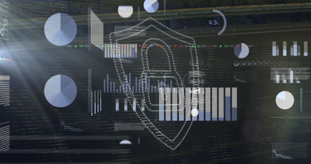 Financial Data Processing with Digital Lock Over Construction Site