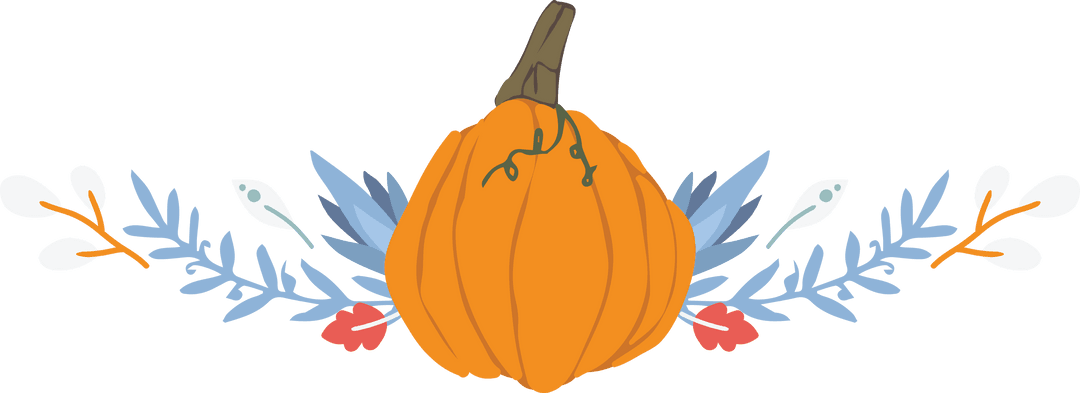 Transparent Pumpkin with Decorative Autumn Foliage