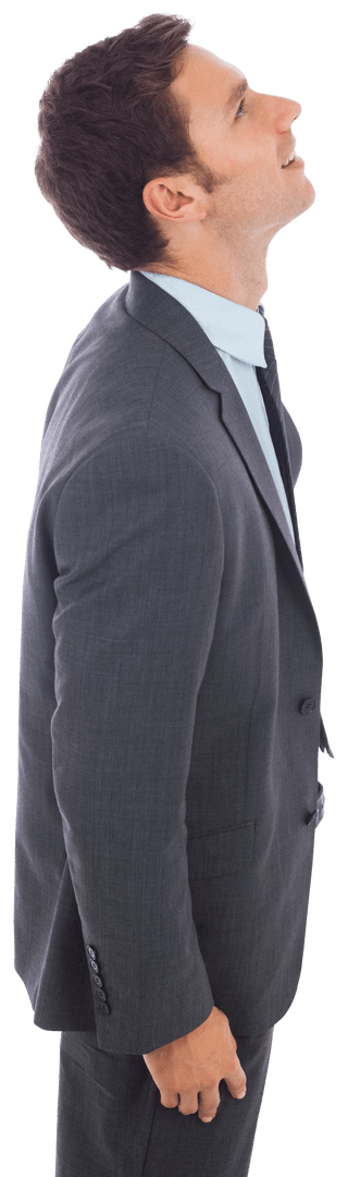 Transparent Businessman Looking Upwears in Suit Isolated