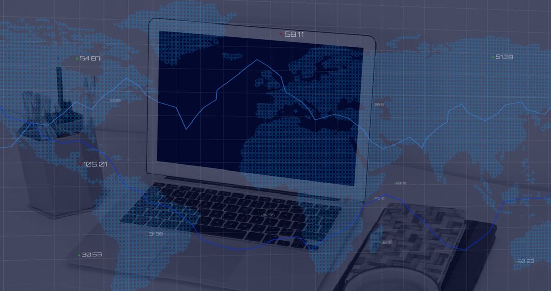 Global Business Networking with Digital Interface on Laptop