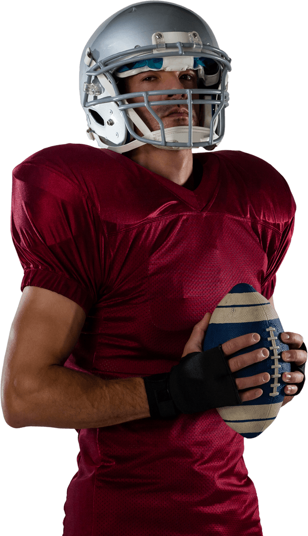 Transparent Image of Confident Football Player Holding Ball