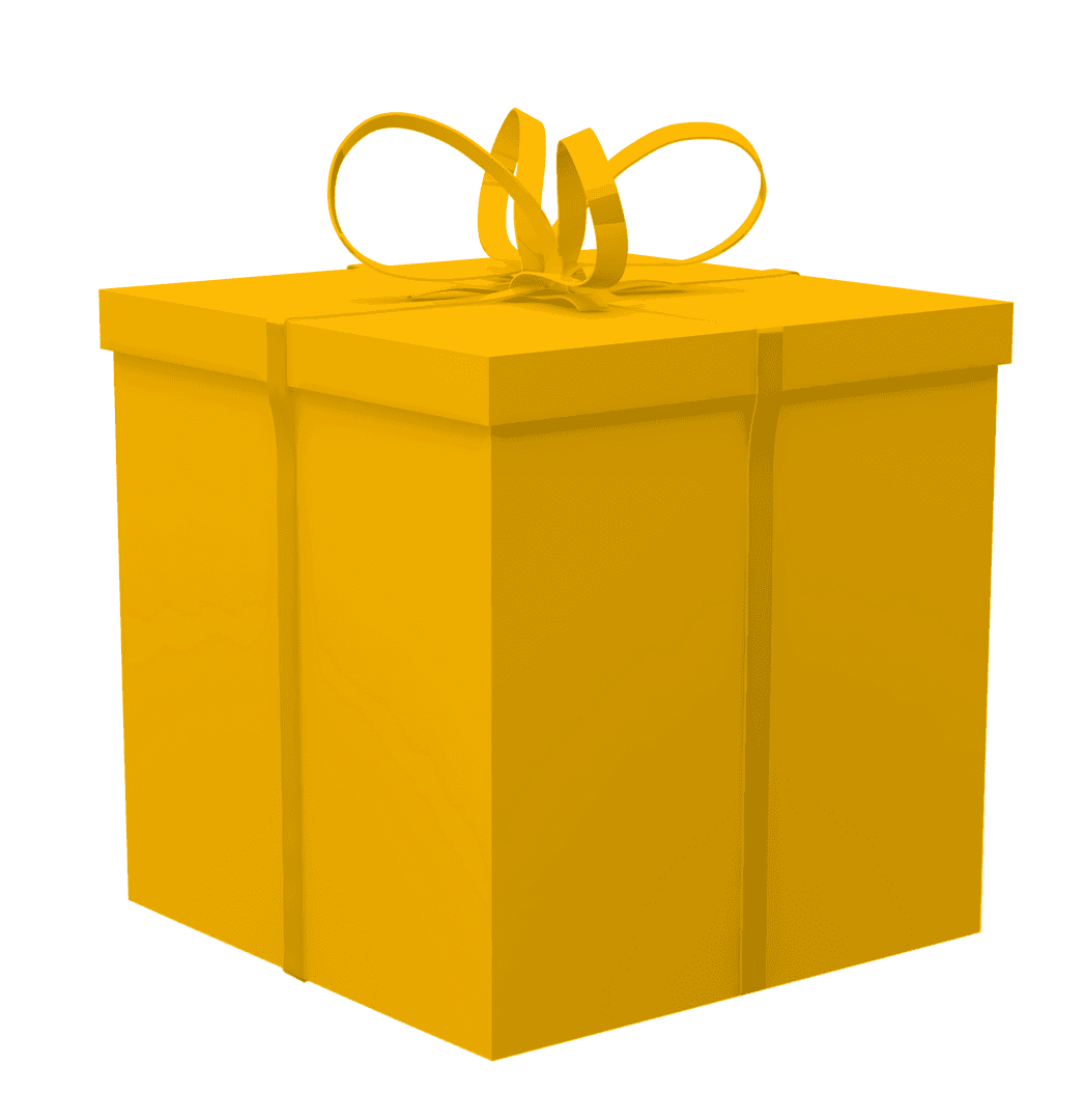 Yellow Gift Box on Transparent Background for Celebrations