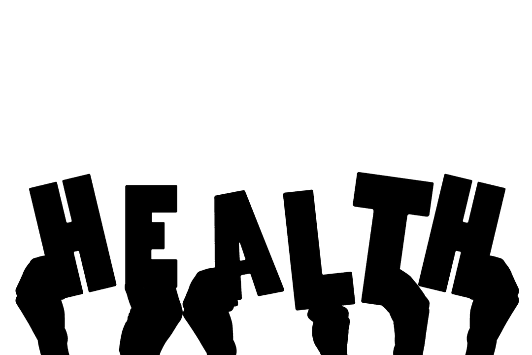 Transparent Hands with Health Text Digital Illustration