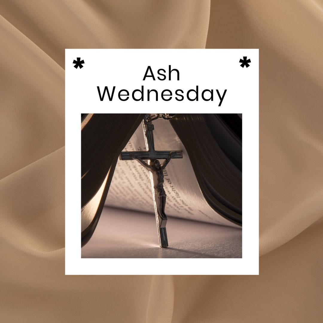 Ash Wednesday Concept with Cross and Open Bible