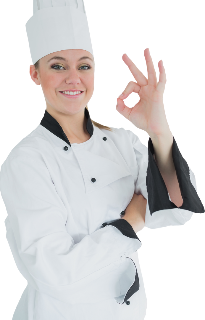 Female Chef Gesturing OK Sign with Transparent Background - Download Free Stock Images Pikwizard.com