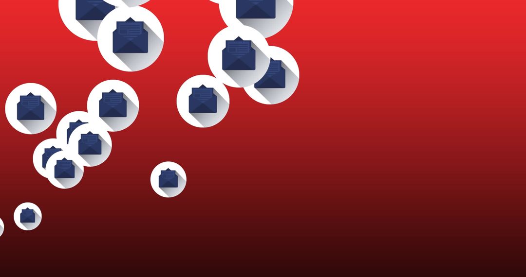 Digital Envelopes Floating on Red Gradient Background