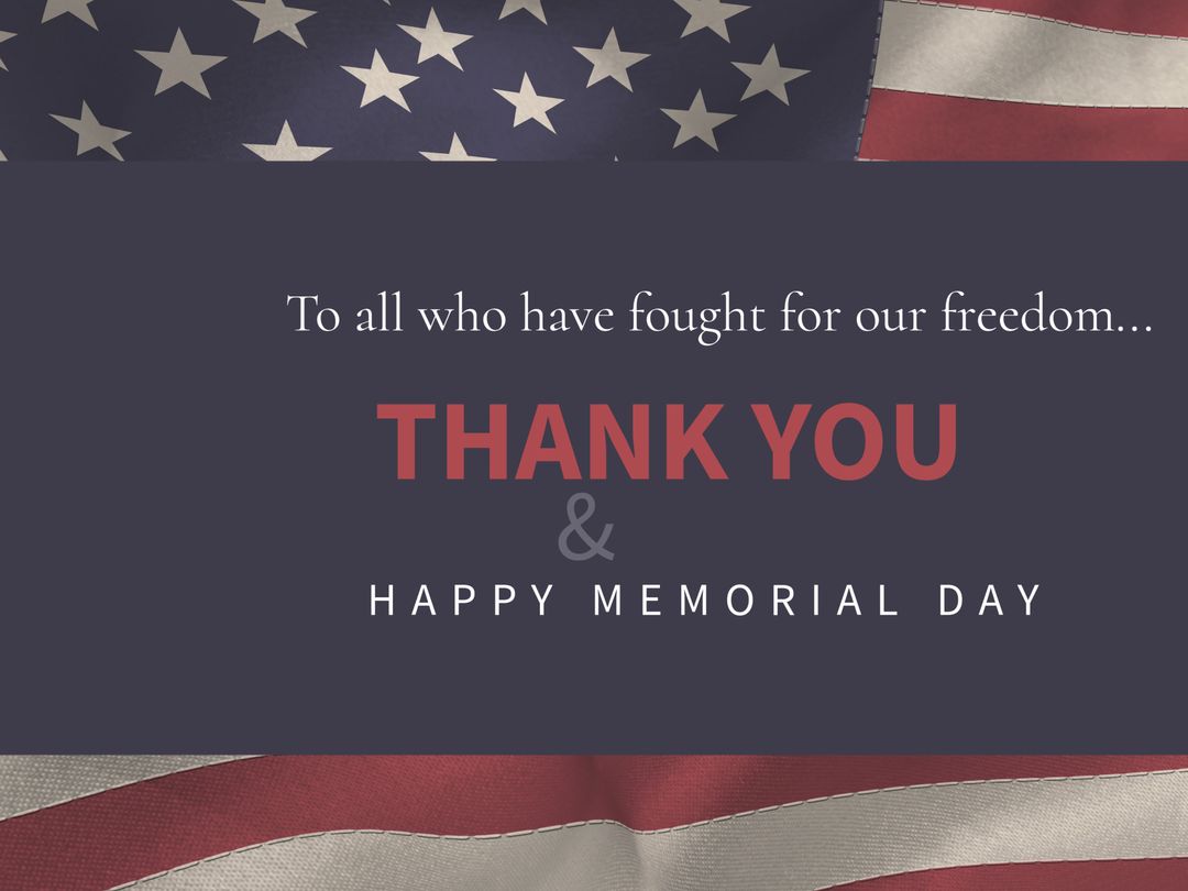 Patriotic Thank You Card with American Flag Background