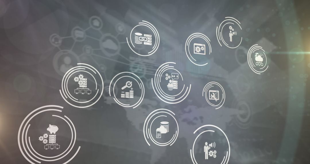 Network of Digital Icons on Grey Background for Communication Concept