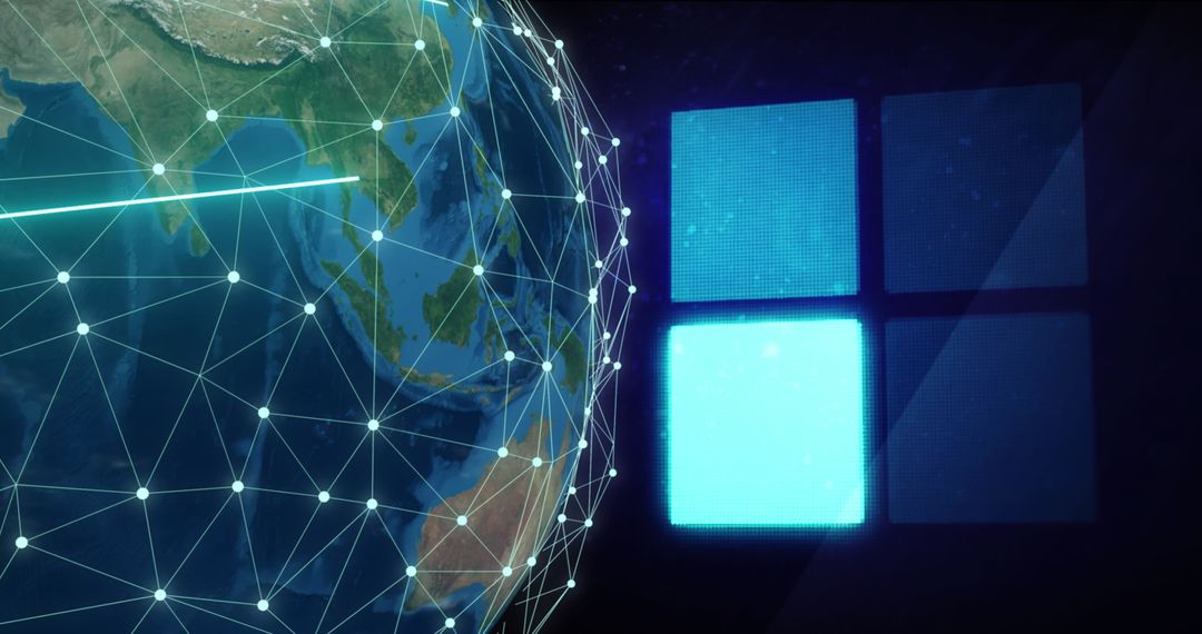 Global Network Connections and Digital Interface Visualization