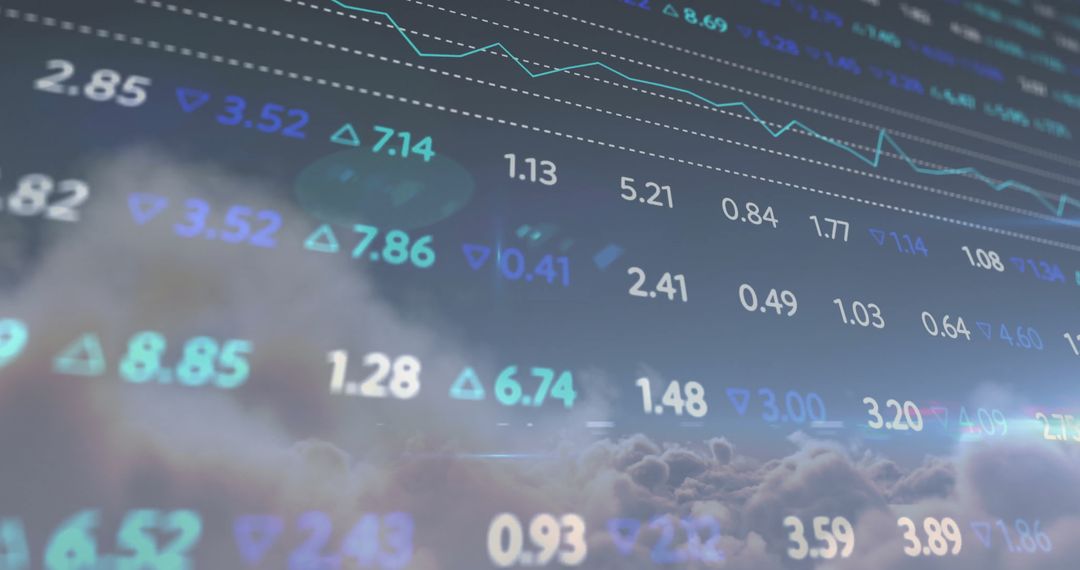 Dynamic Stock Market Data Over Cloudy Sky