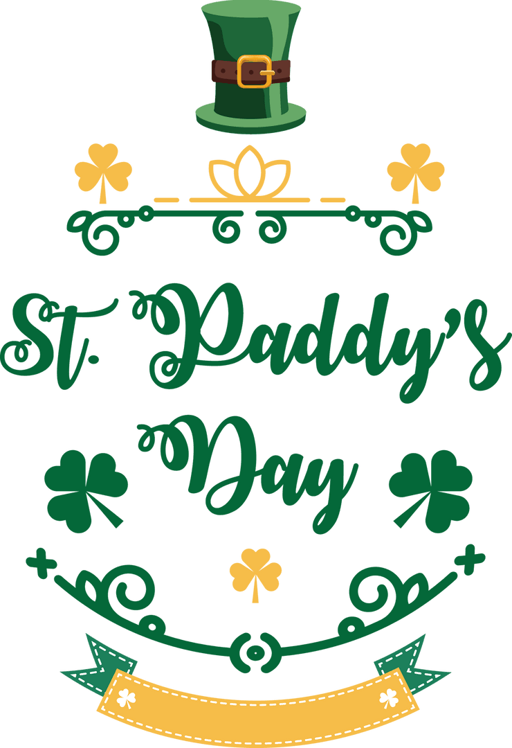 St. Patrick's Day Digital Illustration with Leprechaun Hat on Transparent Background