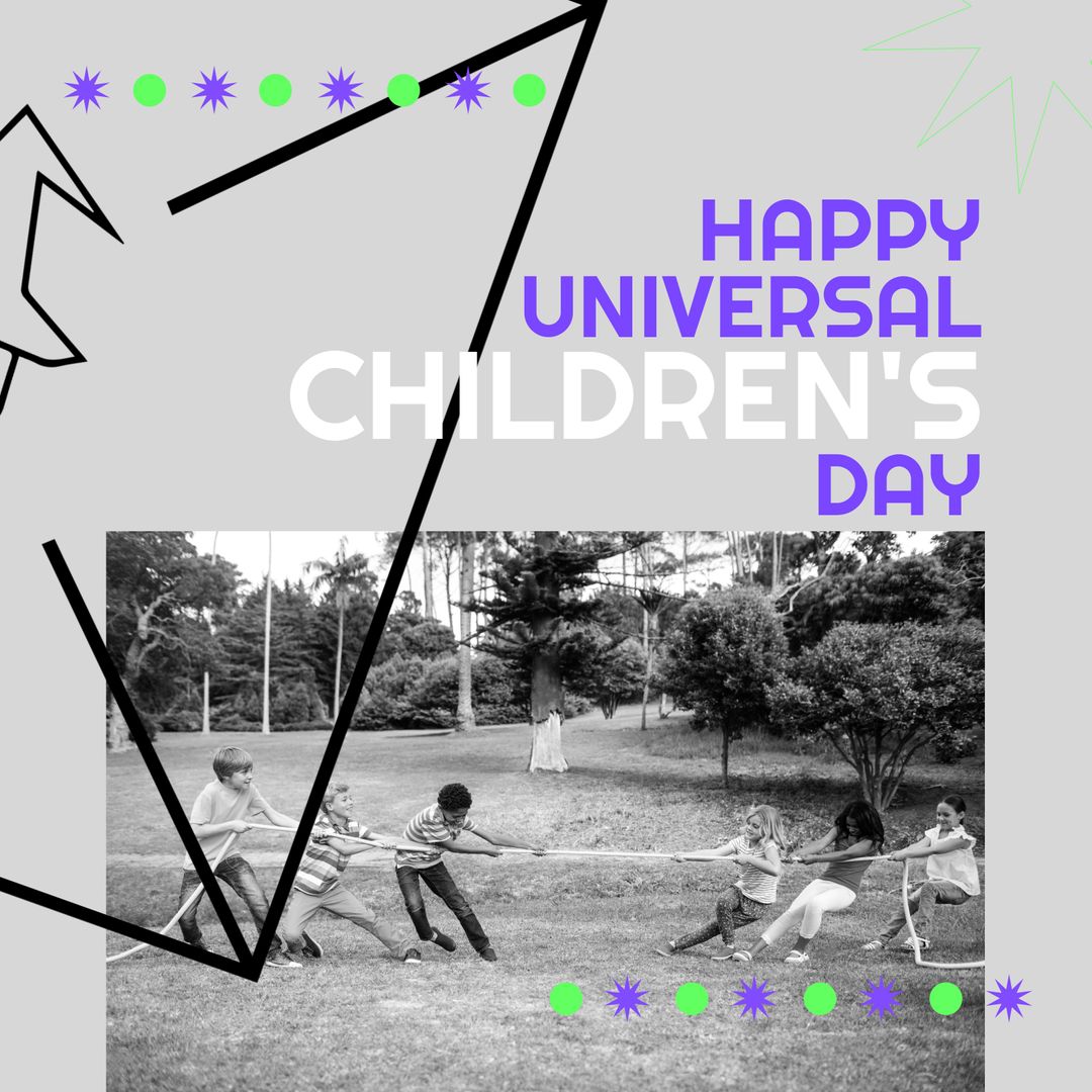 Happy Universal Children's Day Celebration with Diverse Kids Playing