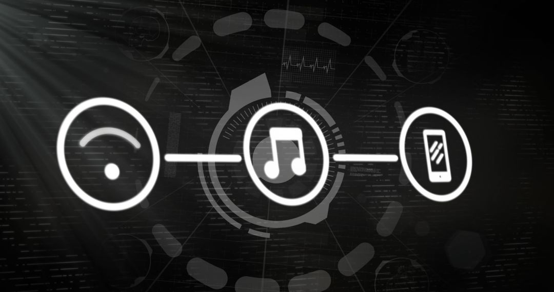 Futuristic Digital Interface with Multimedia Connectivity Icons