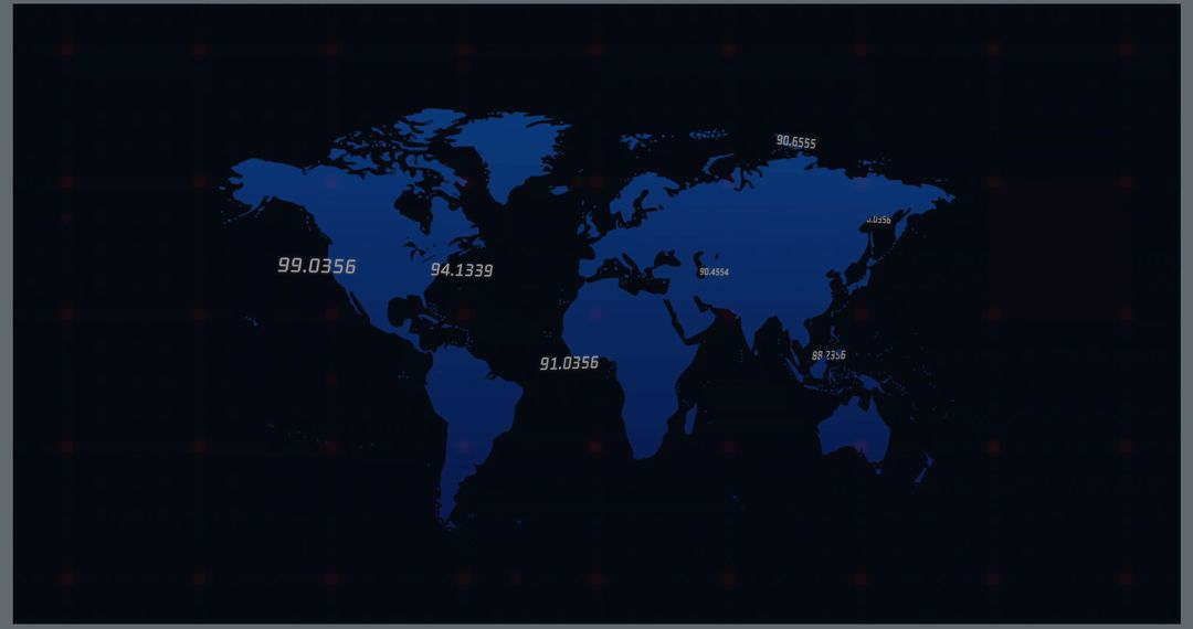 Seamless Digital World Map with Data Points on Dark Theme