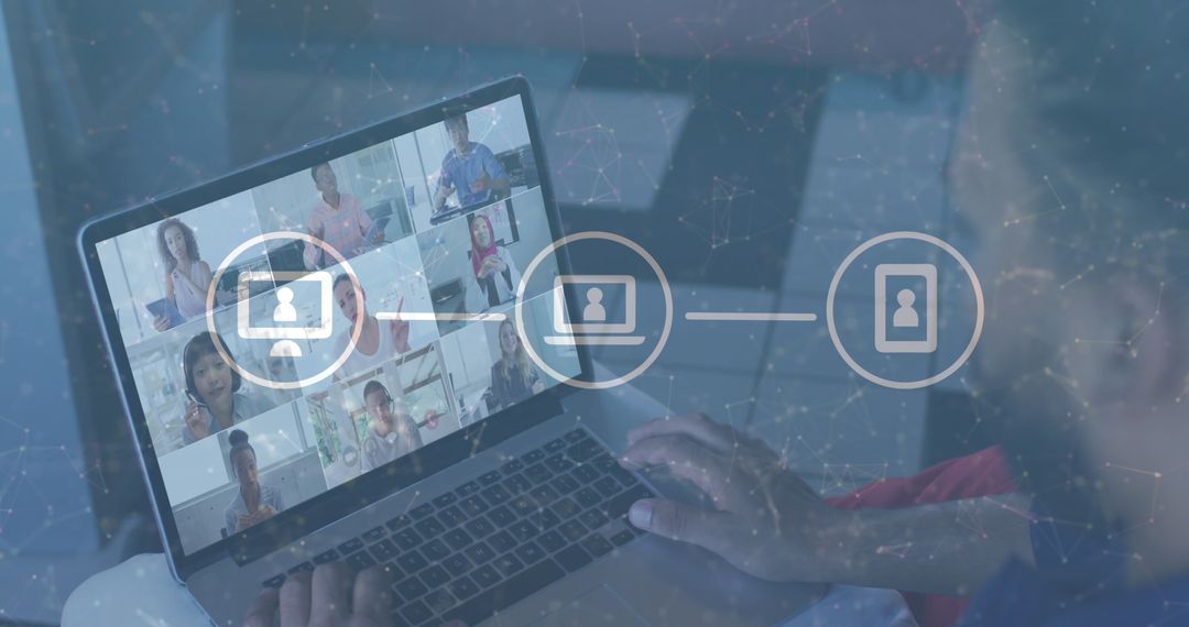 Virtual Collaboration and Networking Concept with African American Man