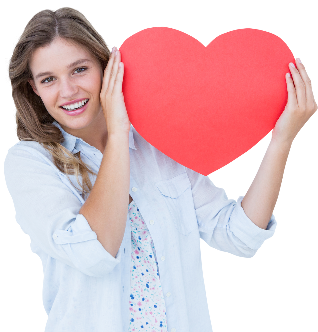 Smiling Woman Holding Large Red Heart Card Transparent Background - Download Free Stock Images Pikwizard.com