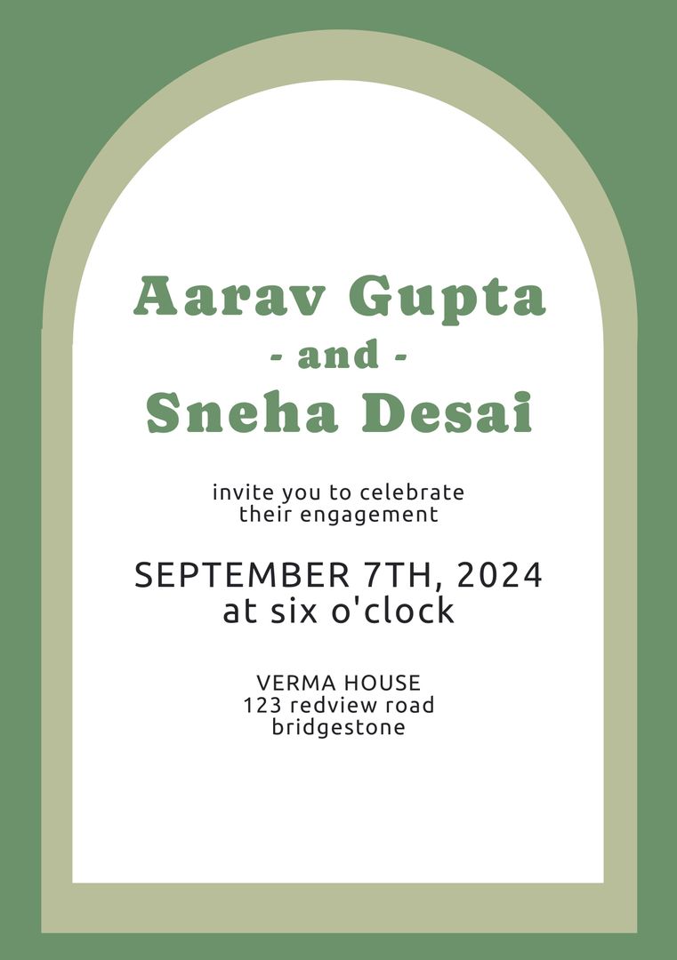 Elegant Classic Engagement Invitation with Green Border - Download Free Stock Templates Pikwizard.com
