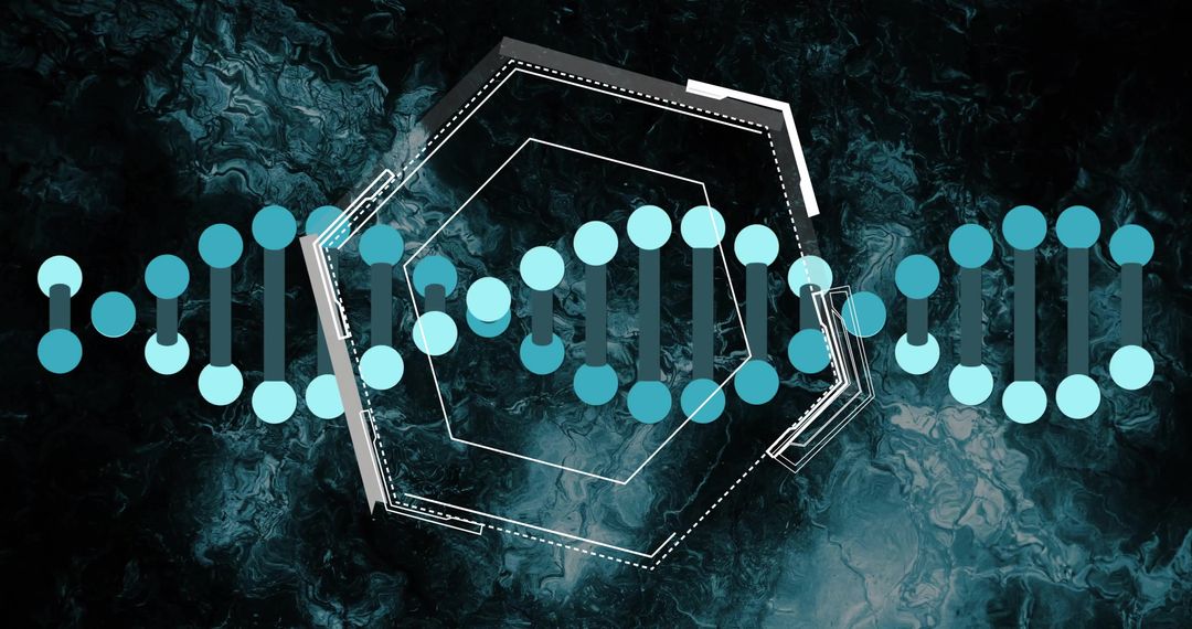 Futuristic DNA Strand with Geometric Structure Overlay