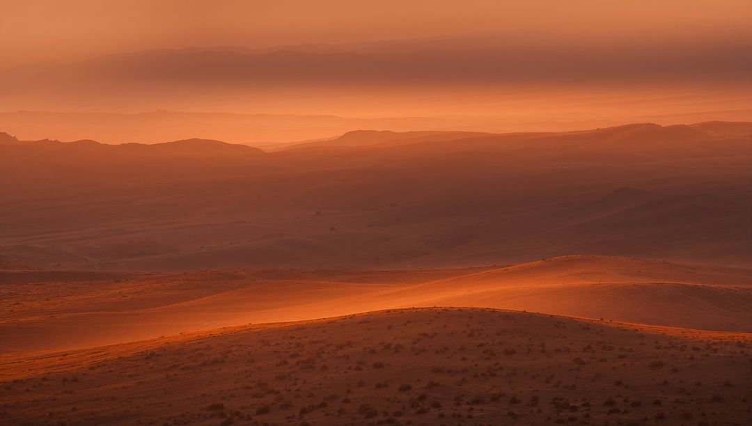 Glowing Layered Sand Dunes at Golden Hour Revealing Wind-Formed Ripples