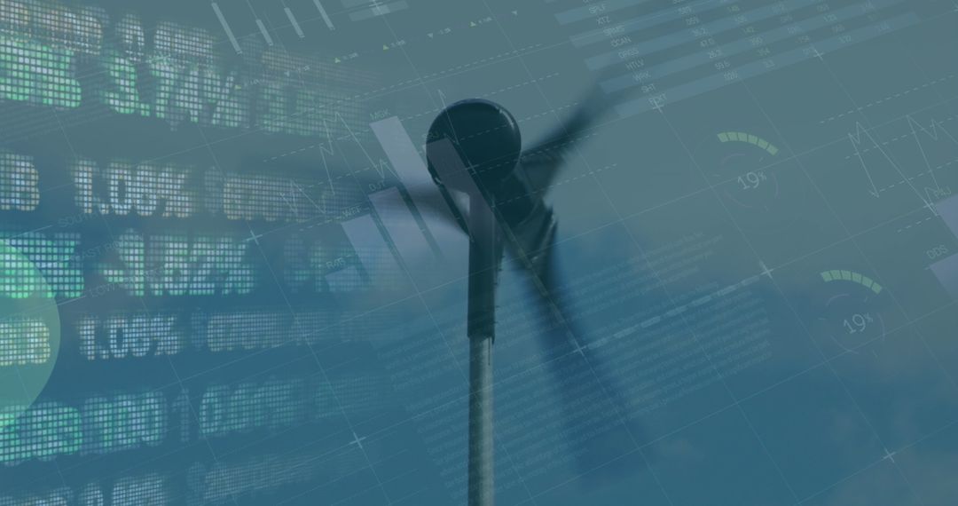 Digital Data Interface with Wind Turbine Image Overlay