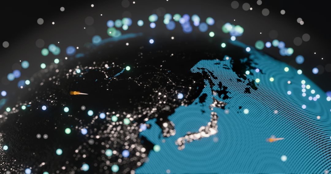 Global Networking Concept with Glowing Blue Mesh