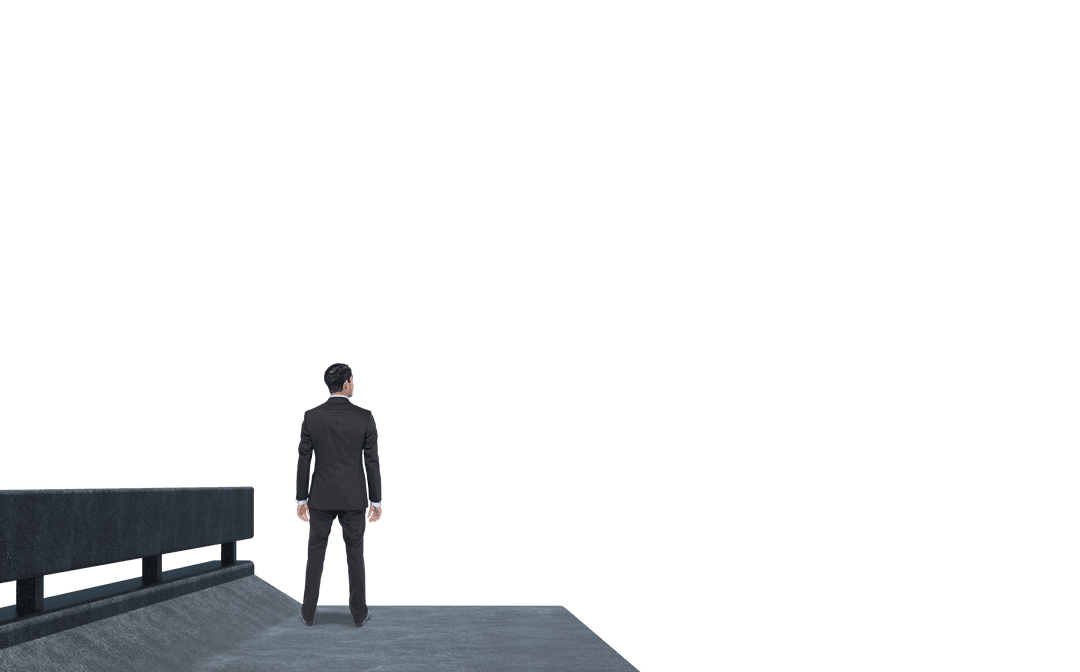 Caucasian Businessman on Bridge with Transparent Background