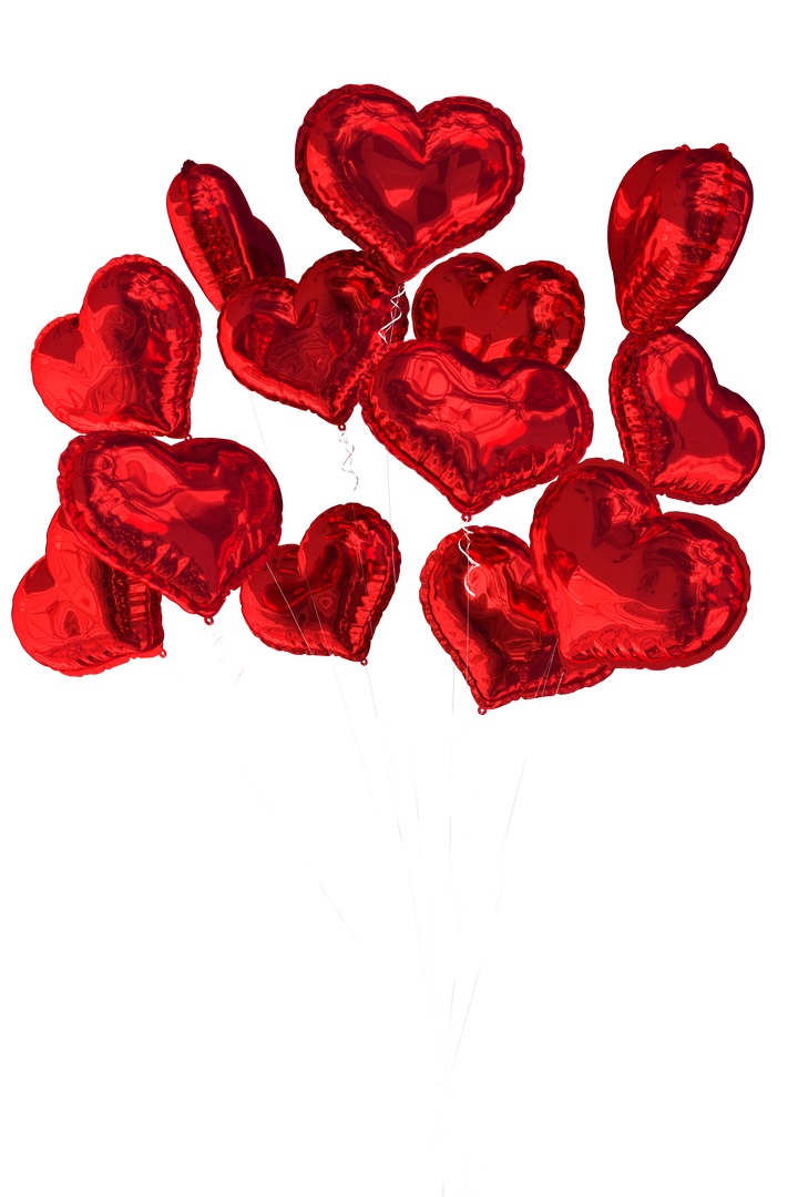 Red Shiny Heart Balloons on Transparent Background Isolated for Valentine's Day - Download Free Stock Images Pikwizard.com