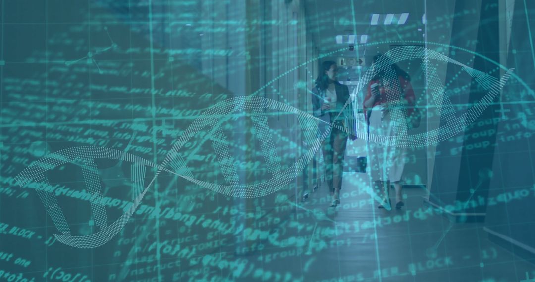 Scientists Analyzing DNA with Futuristic Technology