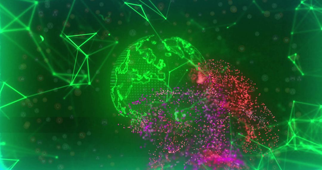 Futuristic Digital Globe with Network Particles and Abstract Background