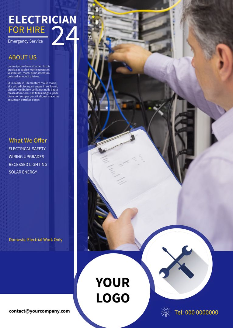 Professional Technician Handling Electrical Wiring for Advertisements