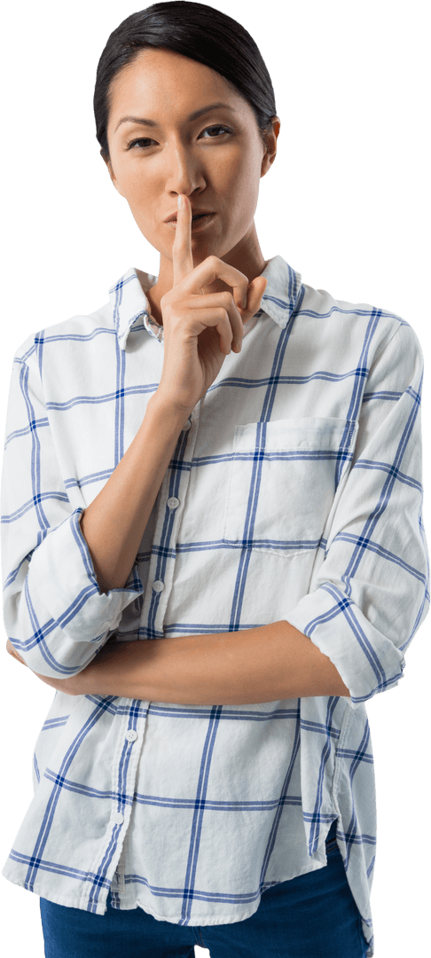 Transparent Woman Saying Silent Thoughtful Gesture