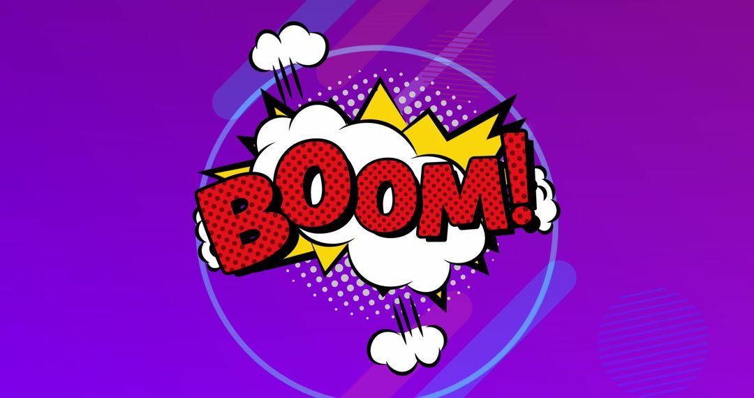 Retro Comic Style Boom Text With Pop Art Clouds