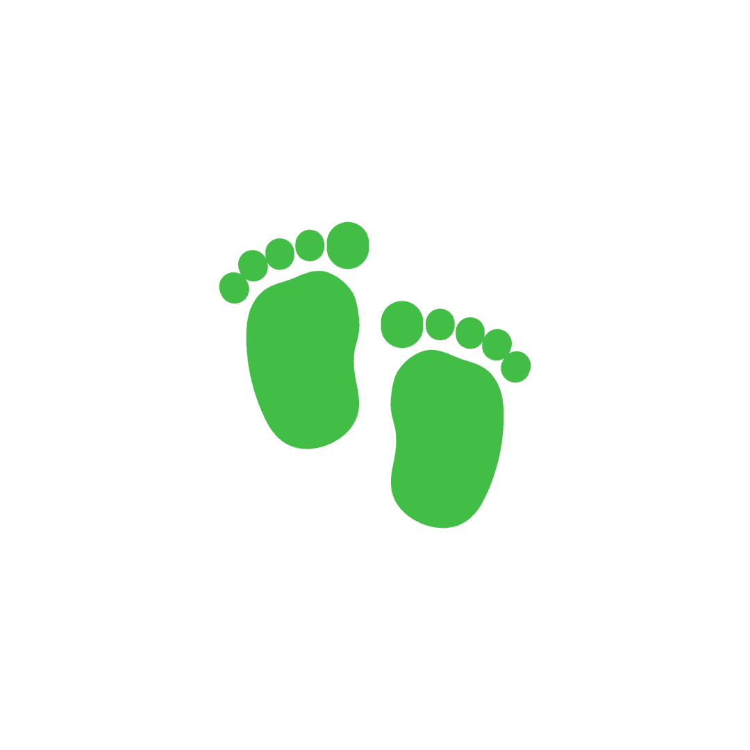 Child's Green Footprints Digital Illustration on Transparent Background